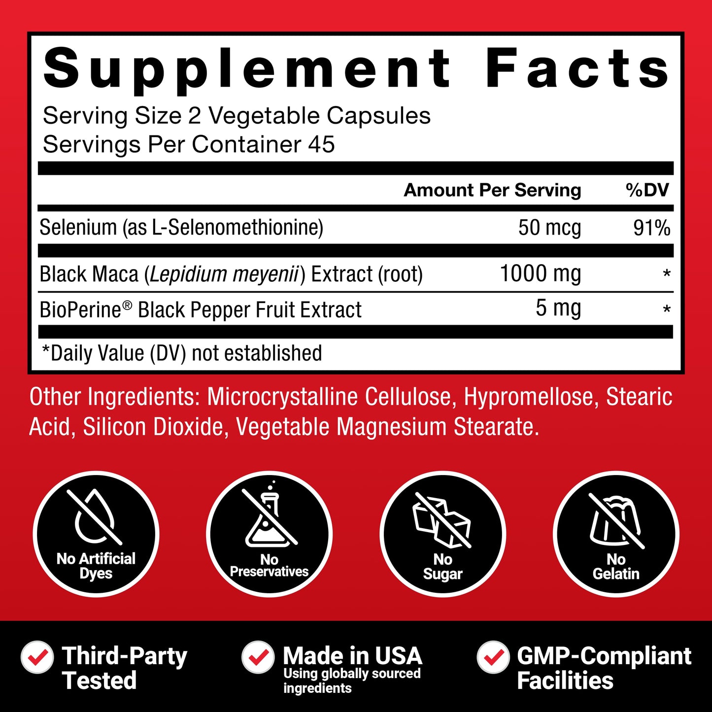 Force Factor Black Maca Root Supplement 1000mg Maca Negra Extract Capsules, 90 Count