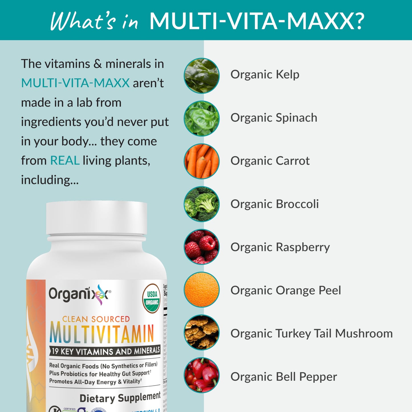 Organixx Clean Sourced Multivitamin for Women & Men Capsules, 90 Capsules
