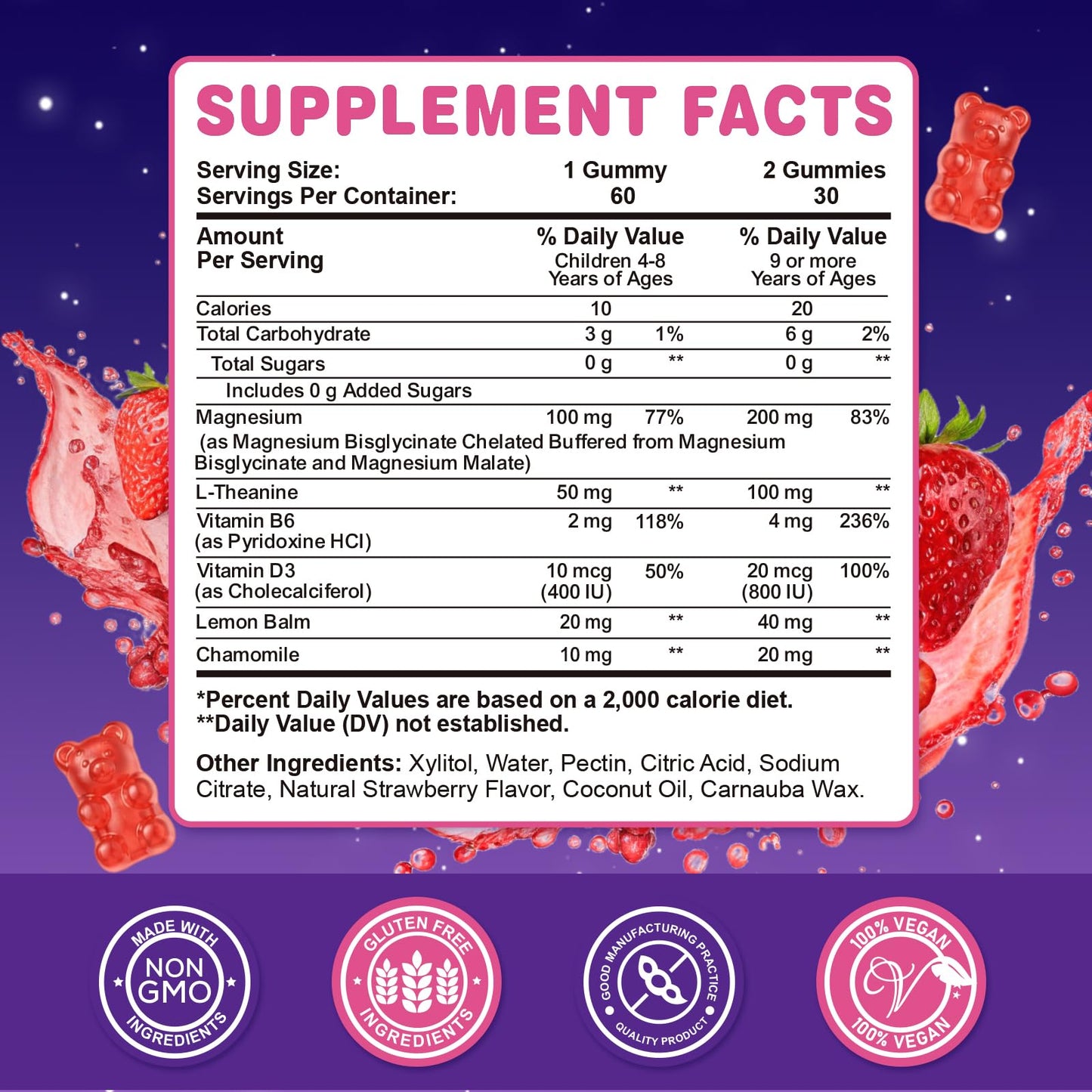 SEPT YAN Kids Magnesium Gummies, 60 Count