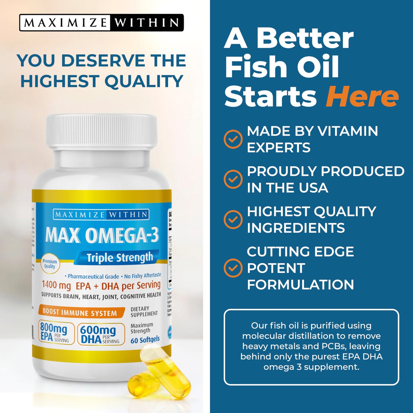 Maximum Slim Max Omega-3 Fish Oil Softgel, 1 Count