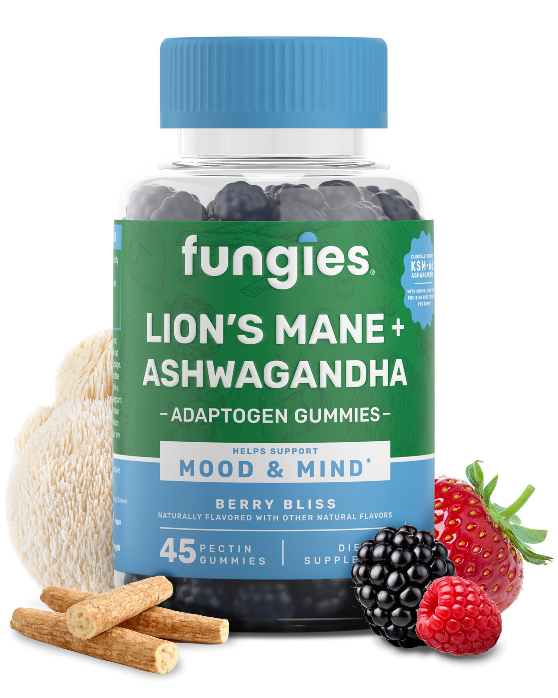 Fungies Lion's Mane KSM-66 Ashwagandha Gummies 45 Count