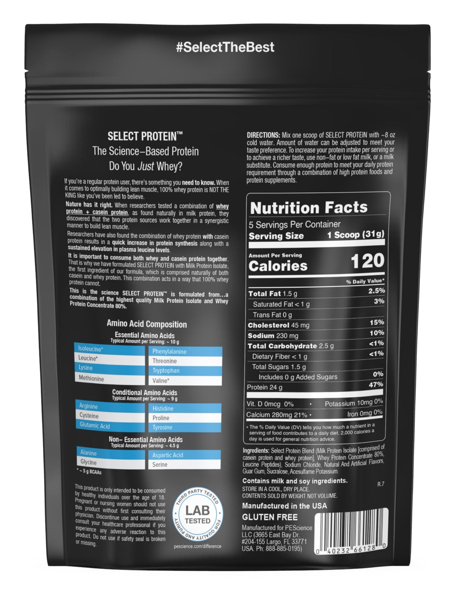 PEScience Select Protein Powder, Whey and Casein Blend, Gourmet Vanilla, 5 Servings