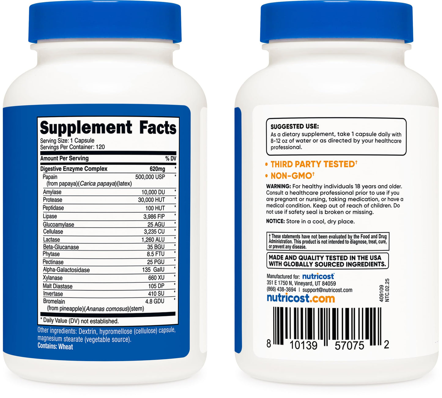 Nutricost Digestive Enzymes 620mg, 120 Capsules