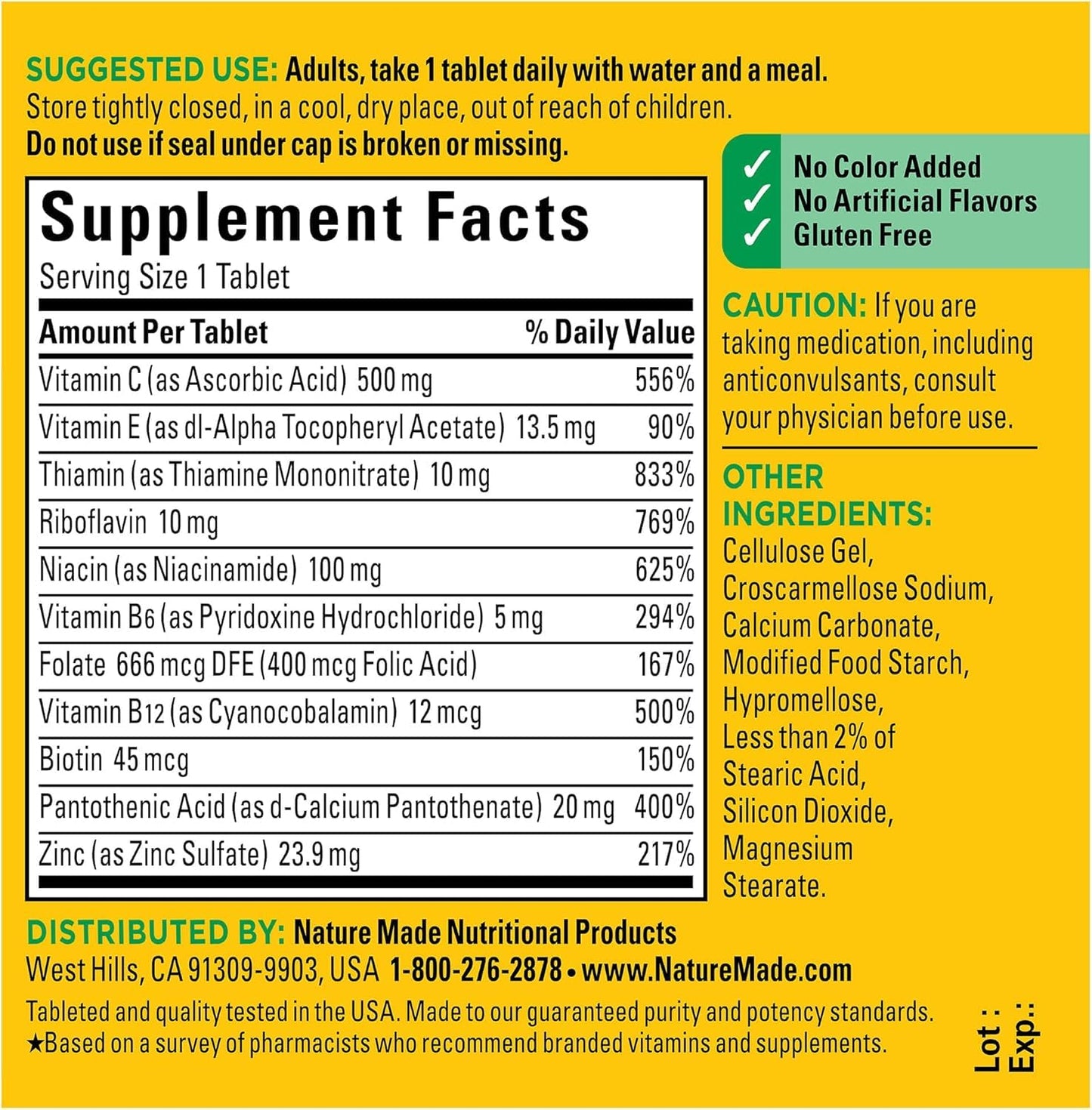 Nature Made Stress B Complex with Zinc Tablets 150 Count