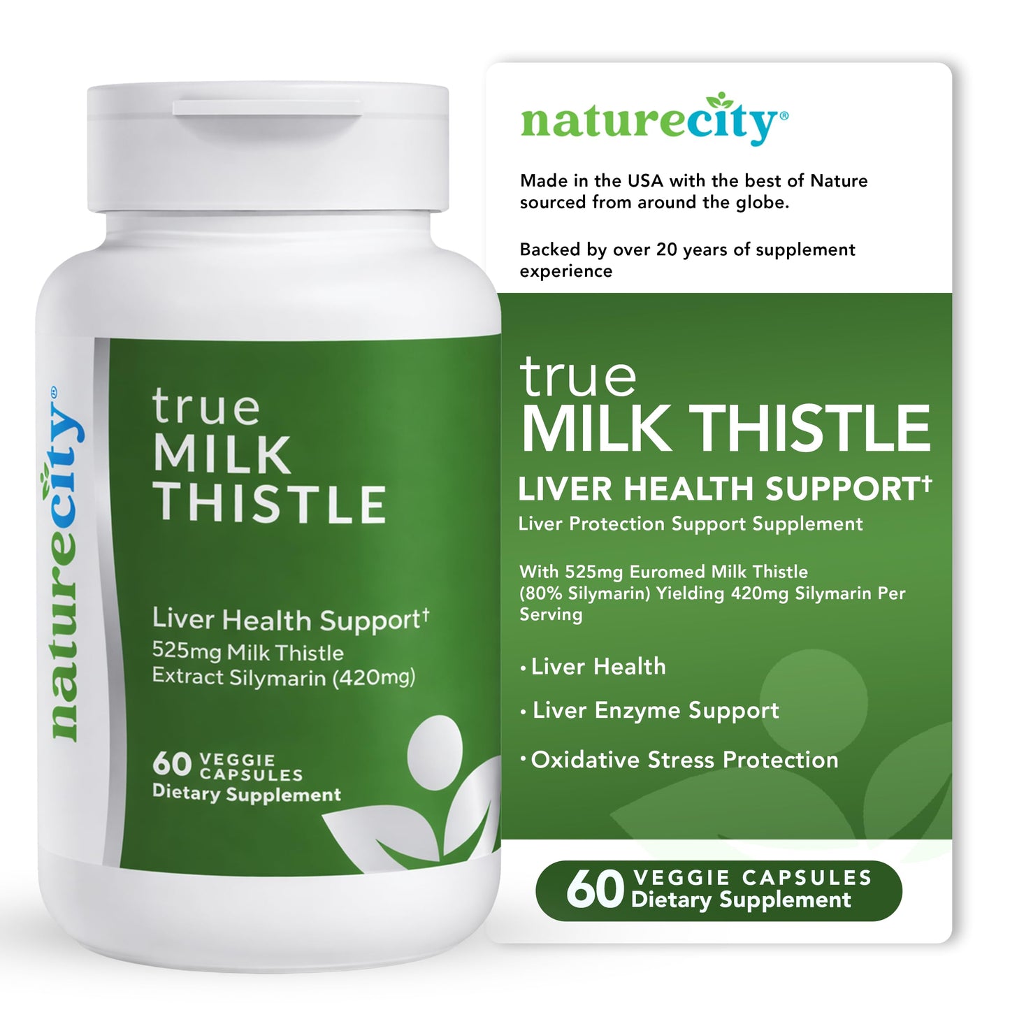 NatureCity Milk Thistle Supplement 525mg 60 Capsules