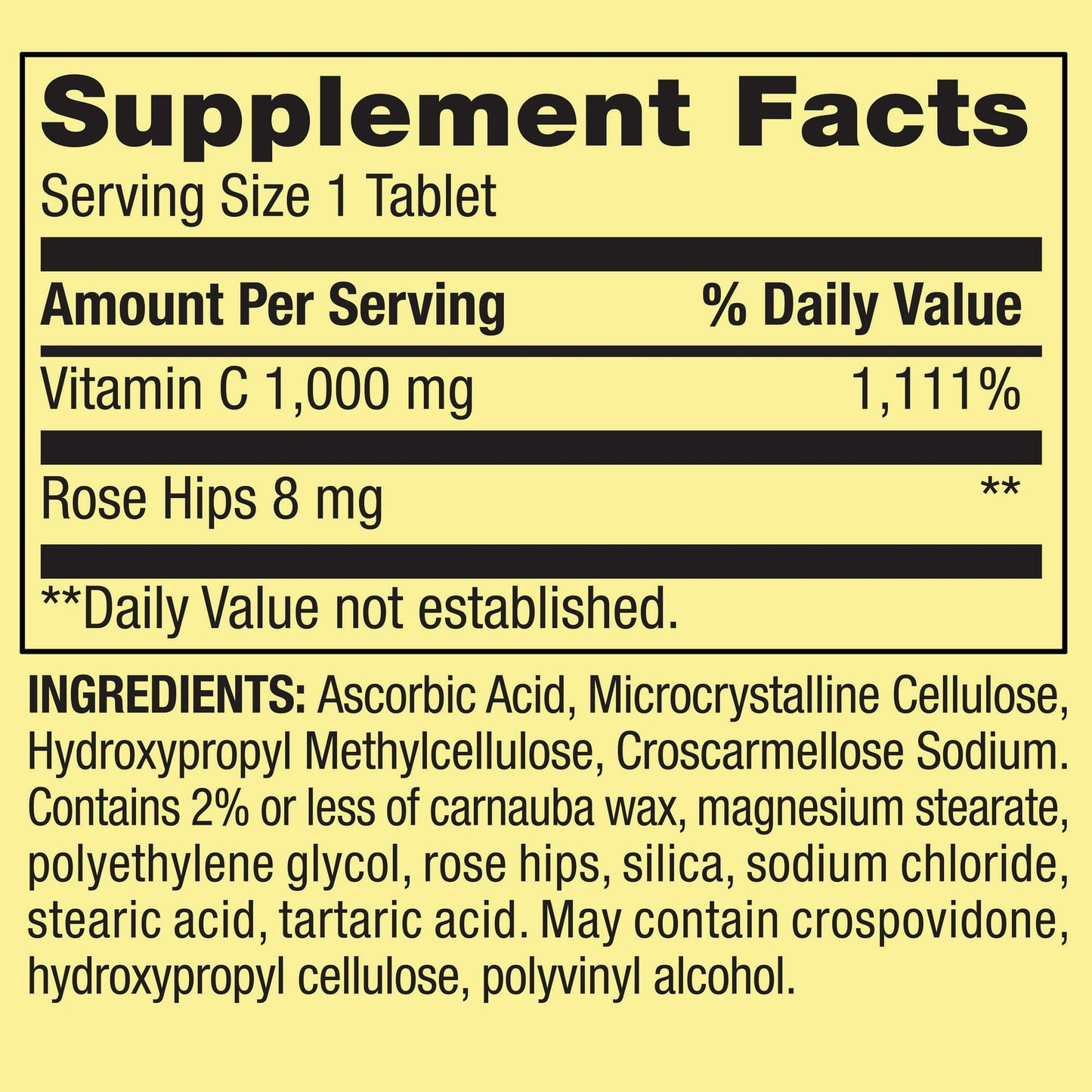 Fusion Shop Store Vitamin C 1000mg with Rose Hips, 250 Tablets