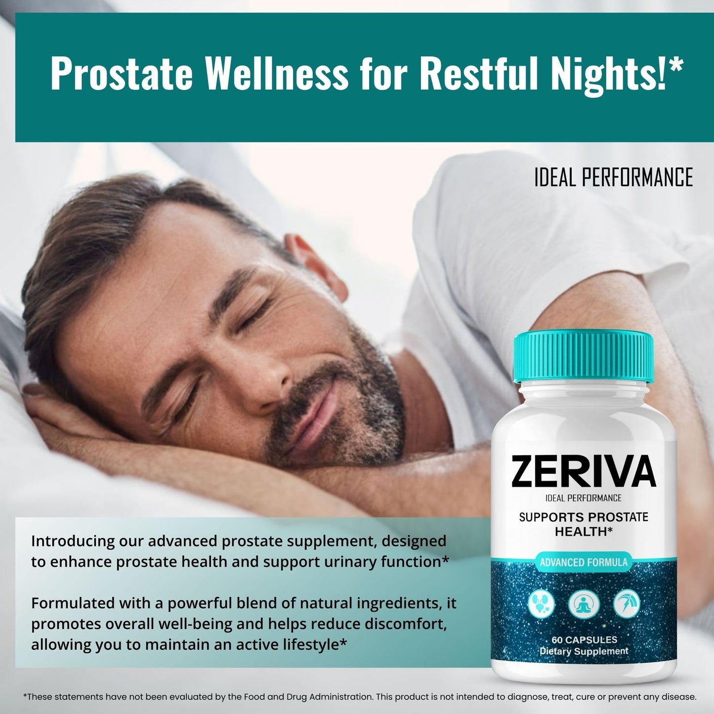 IDEAL PERFORMANCE Zeriva Prostate Health Supplement Capsules, 180 Capsules