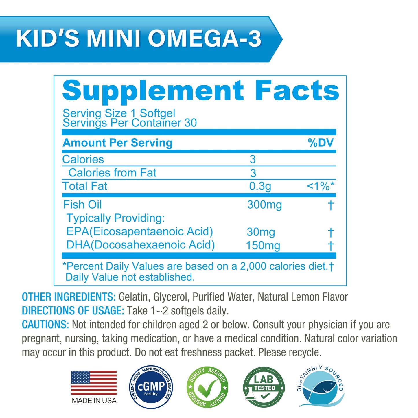 LOVITA Kid’s Super Smart Omega-3 for Children Softgels, 90 Count