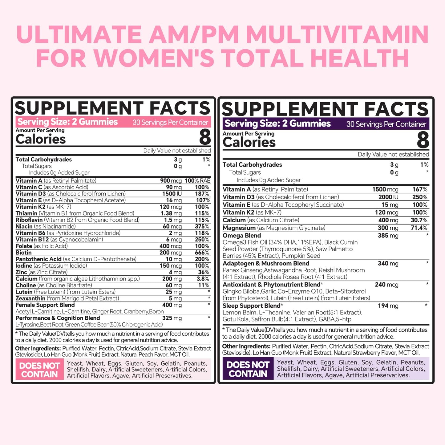 VEETAGYO Multivitamin for Women AM & PM Gummy 120 Count