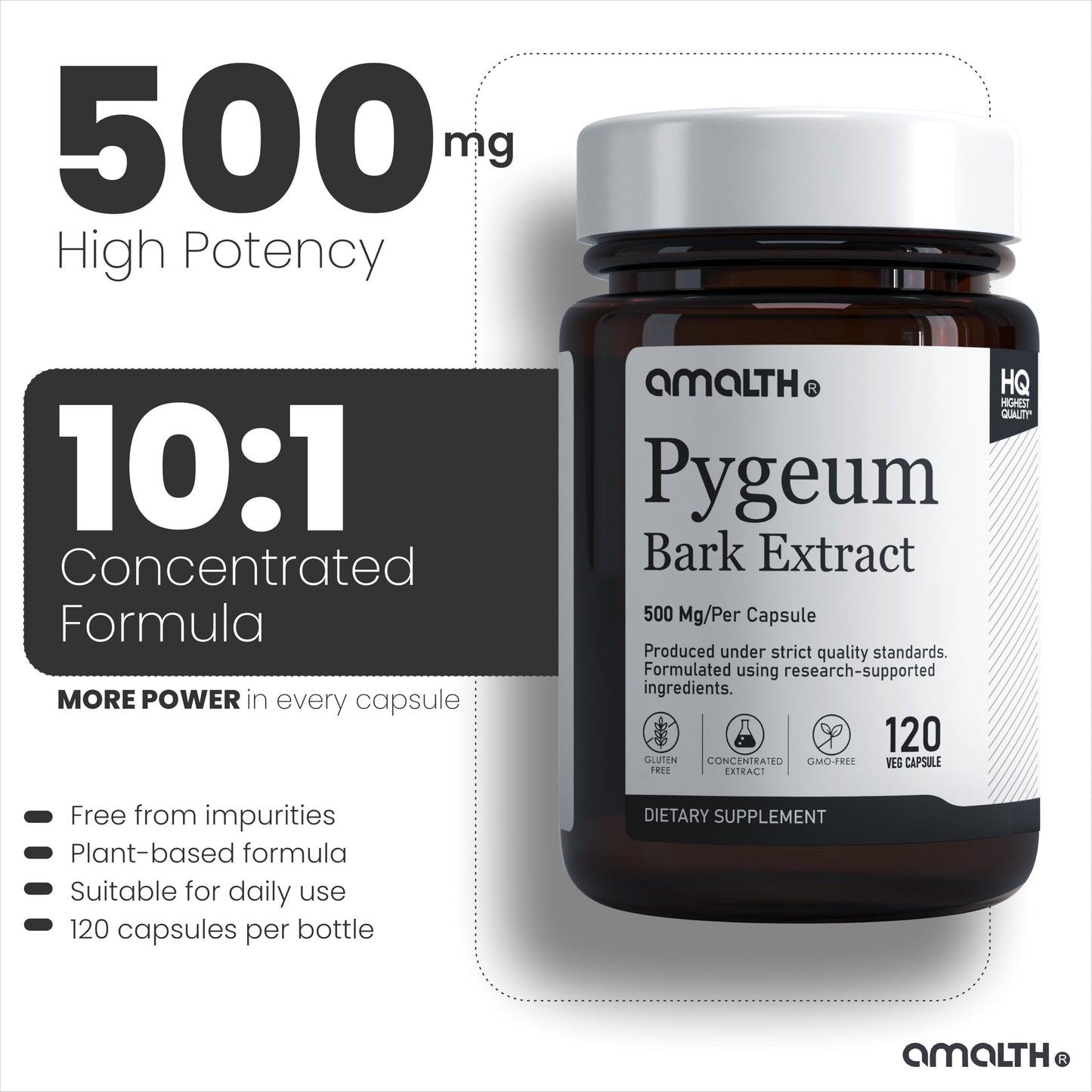 AMALTH Pygeum Capsules 500 mg, 120 Count