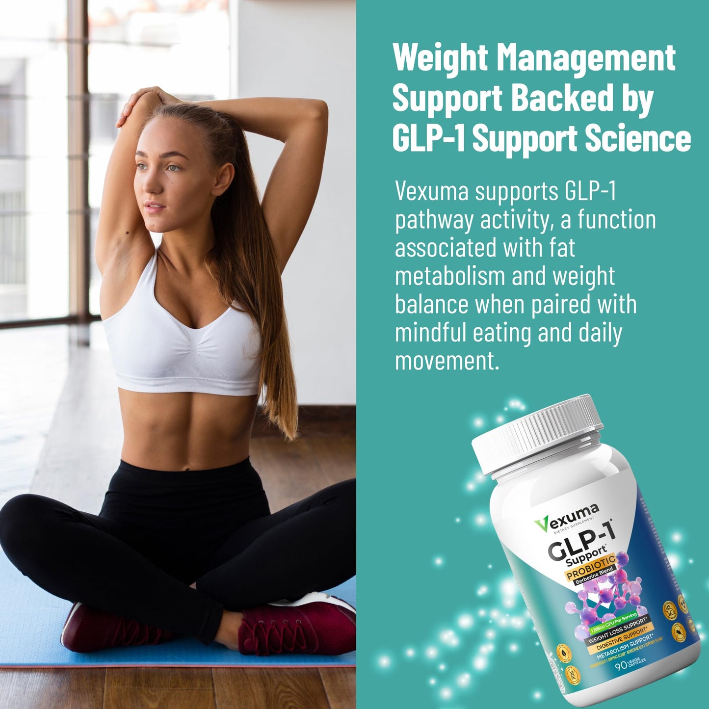 Vexuma GLP-1 Support Probiotic Supplement for Weight Loss 90 Capsules