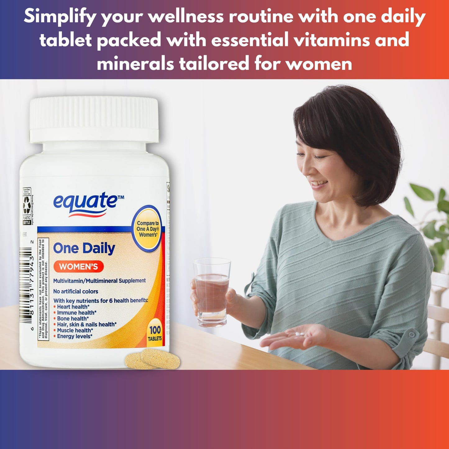 FUSION SHOP STORE Multivitamin Multimineral for Women One Daily Supplement Tablets, 100 Count