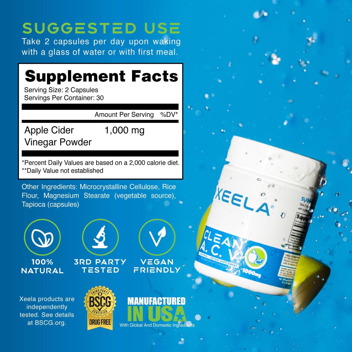 XEELA Apple Cider Vinegar Capsules with The Mother, Appetite & Craving Support and Weight Management, 90 Capsules