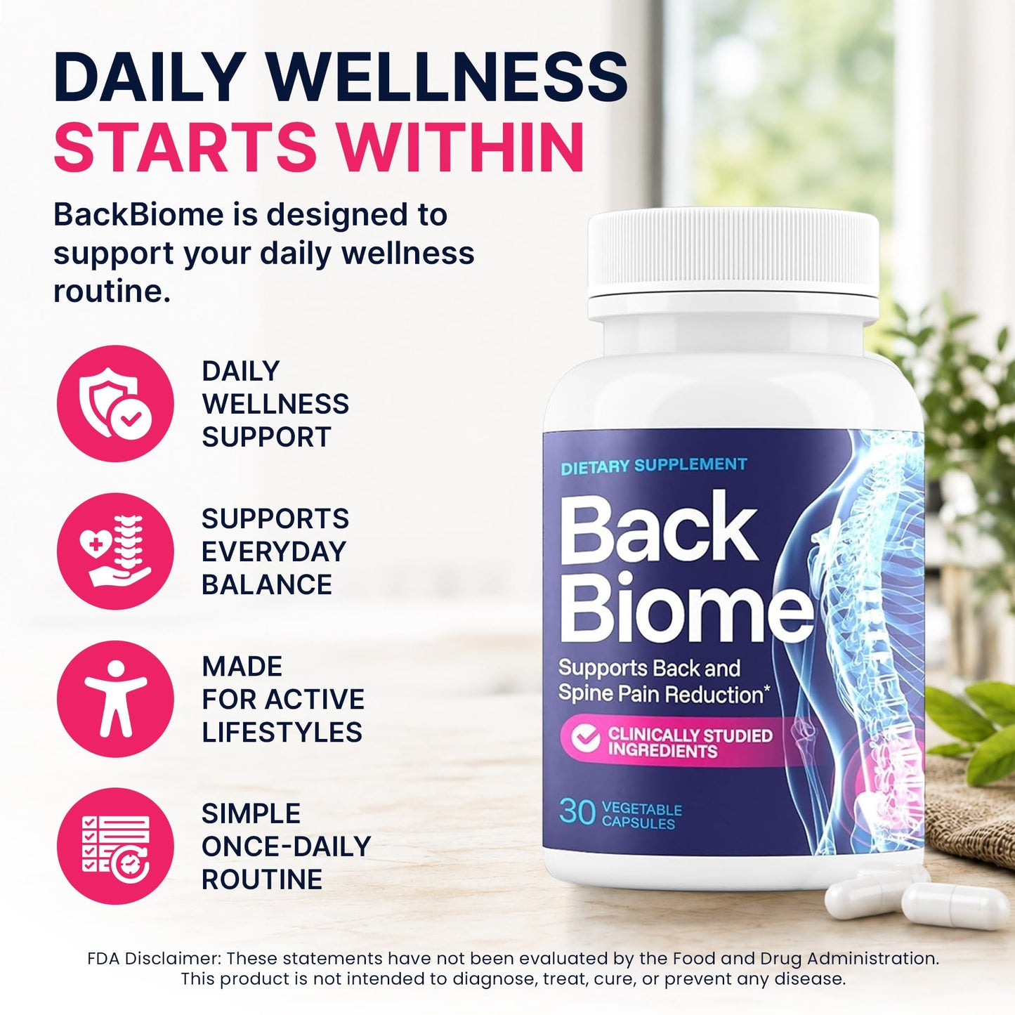 BackBiome 7-Strain Probiotic - Gut & Back Support 1 Capsule
