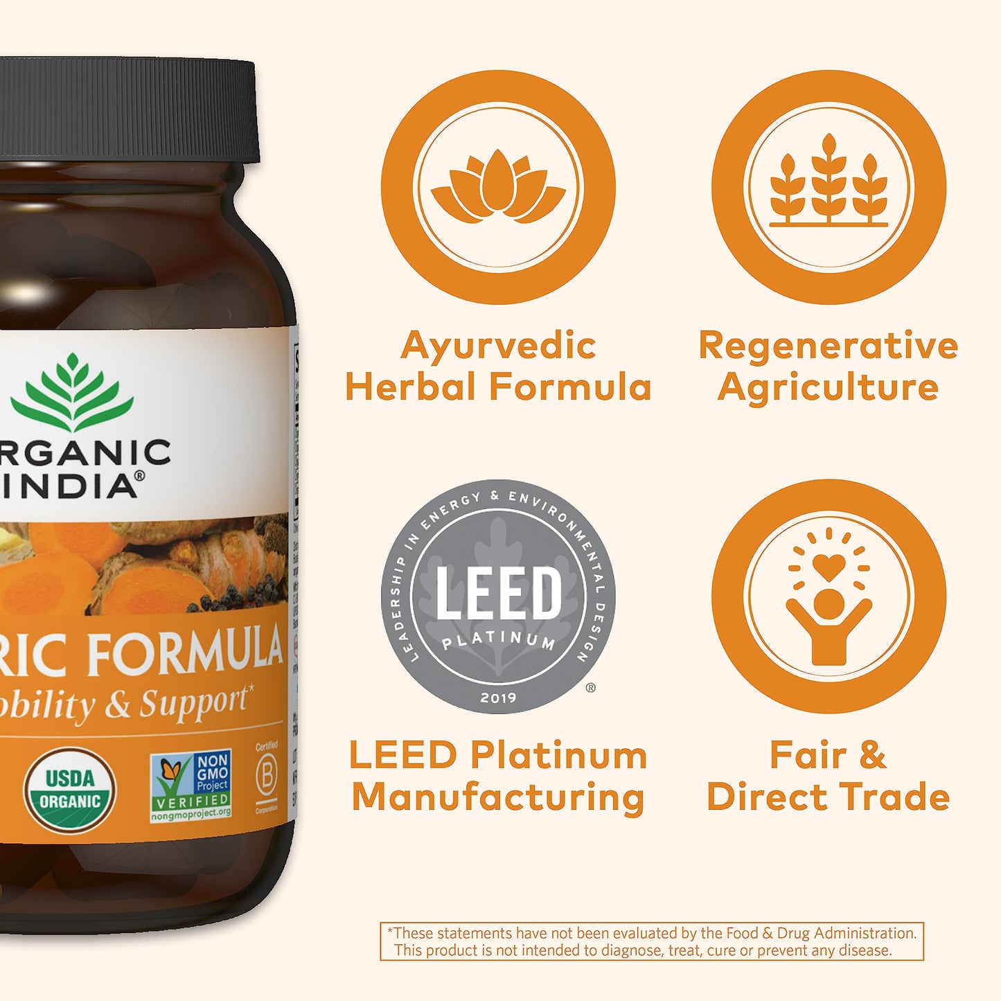 Organic India Turmeric Curcumin Herbal Supplement Capsules, 90 Count