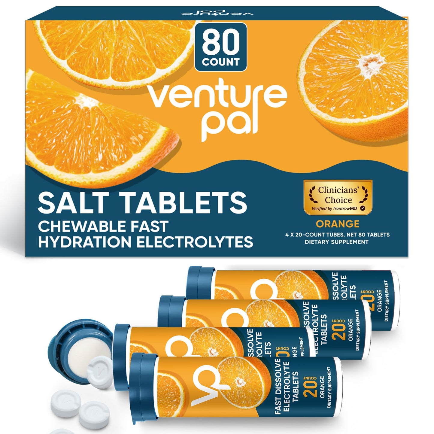 Venture Pal Chewable Electrolyte Tablets, 80 Count (Pack of 4)