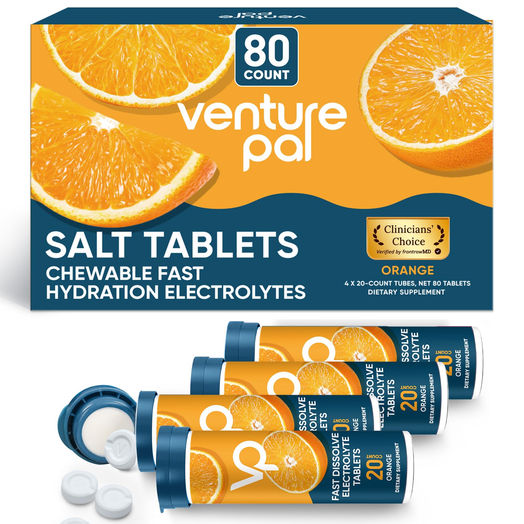 Venture Pal Chewable Electrolyte Tablets, 80 Count (Pack of 4)