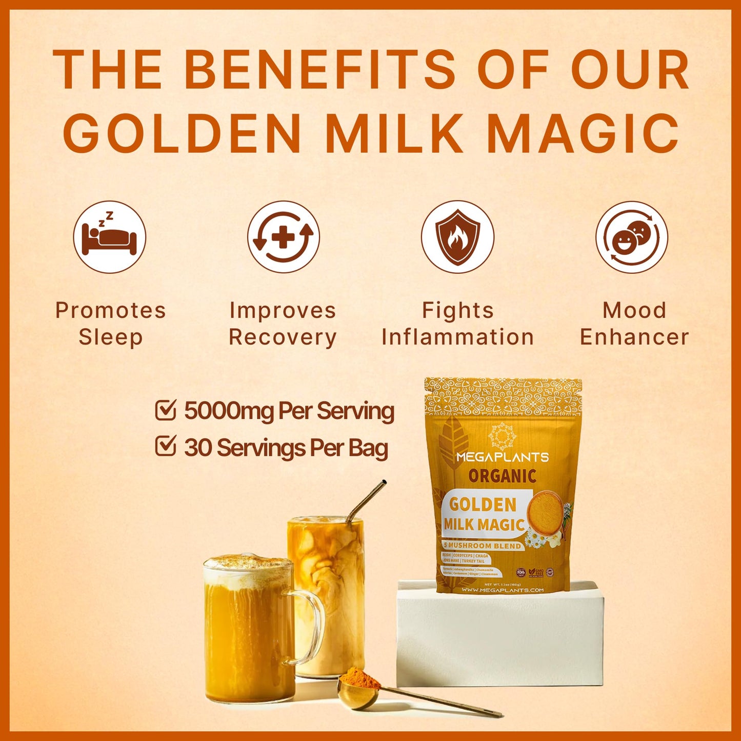MEGAPLANTS Golden Milk Magic Powder, 1 Pack