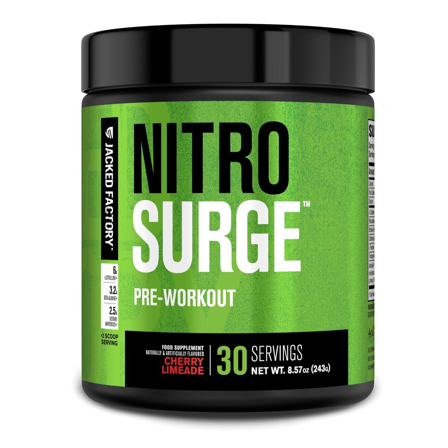 Jacked Factory Nitrosurge Pre Workout Powder, Cherry Limeade, 30 Servings