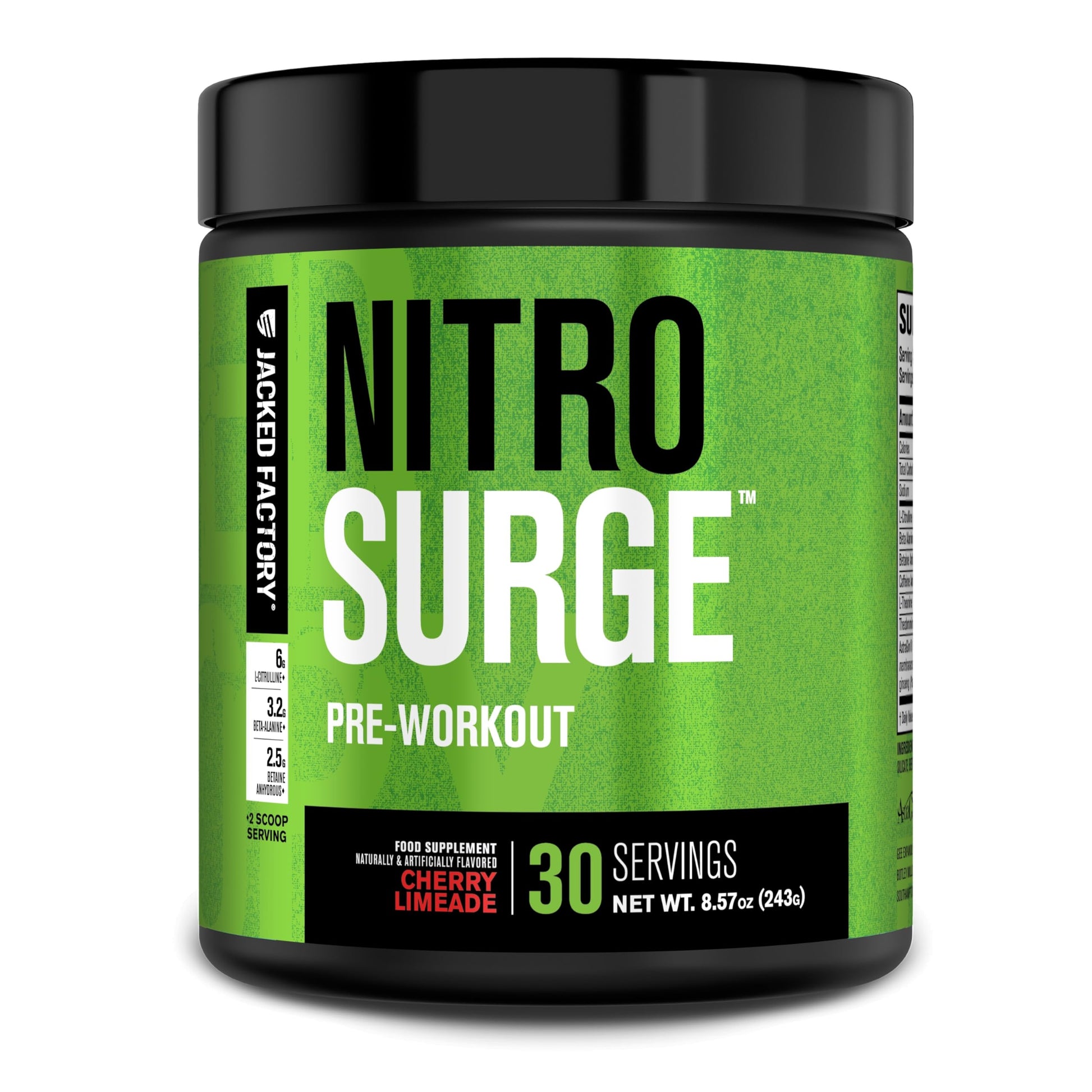 Jacked Factory Nitrosurge Pre Workout Powder, Cherry Limeade, 30 Servings