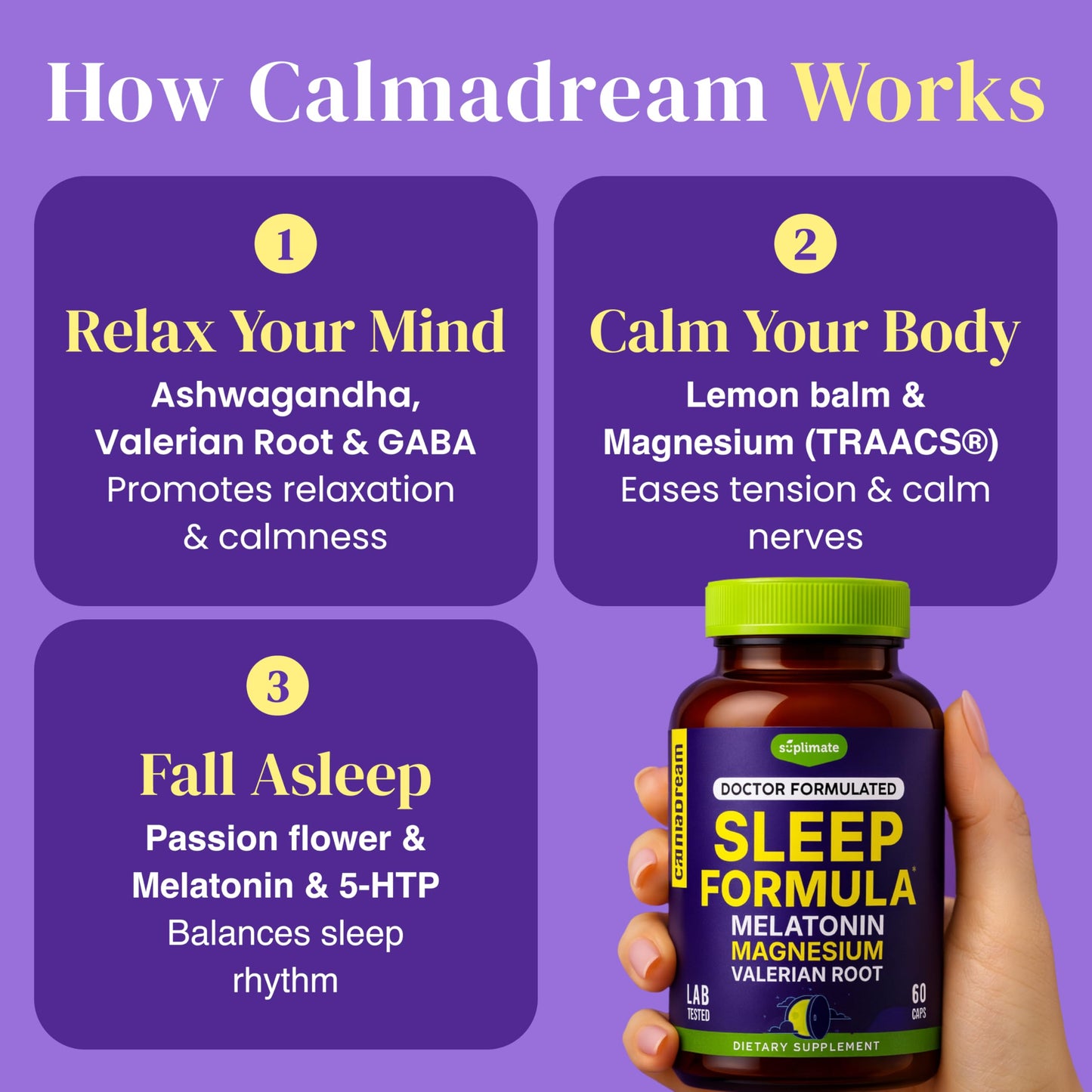 SUPLIMATE 9-in-1 Melatonin Sleep Aid for Adults Capsule, 60 Count
