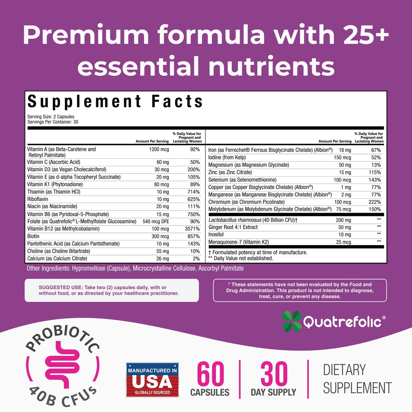 NatureGenX Methyl Prenatal with Probiotics Capsules, 60