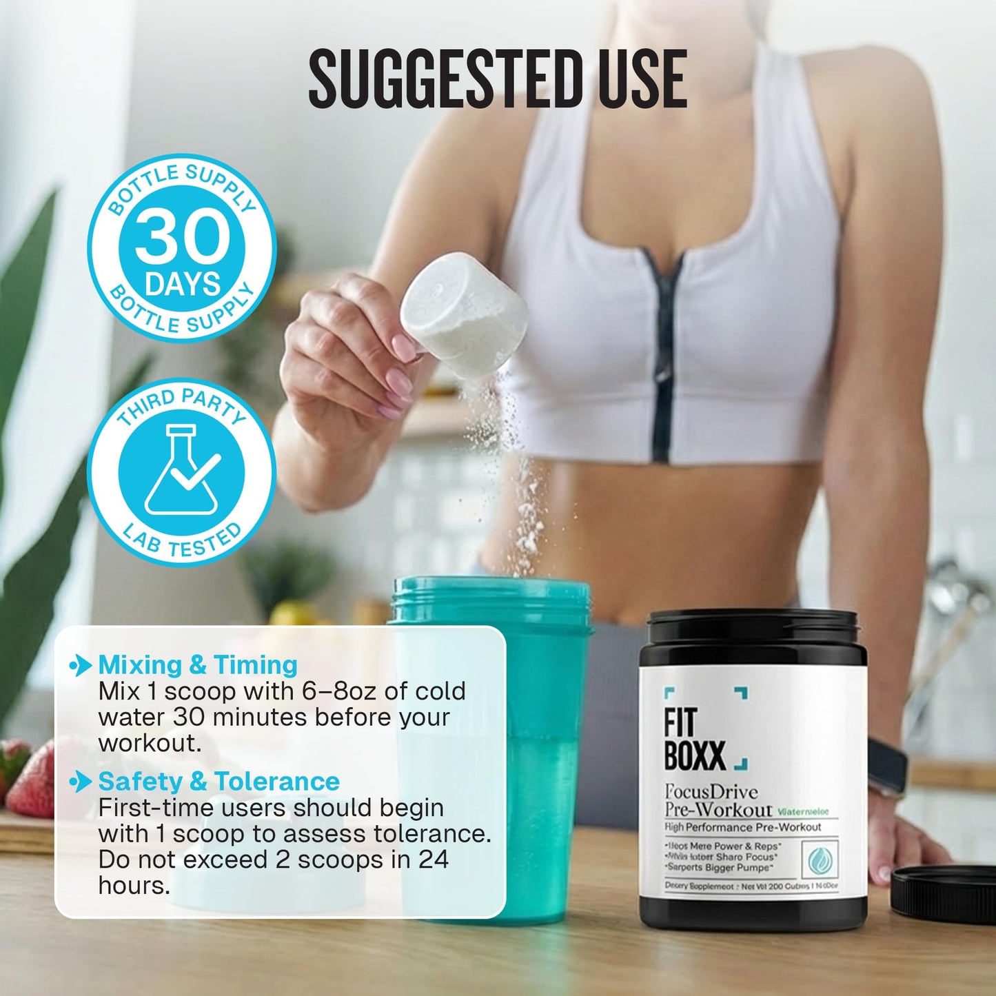 Fit Boxx FocusDrive Pre-Workout Powder 10.58 Ounce, 30 Servings