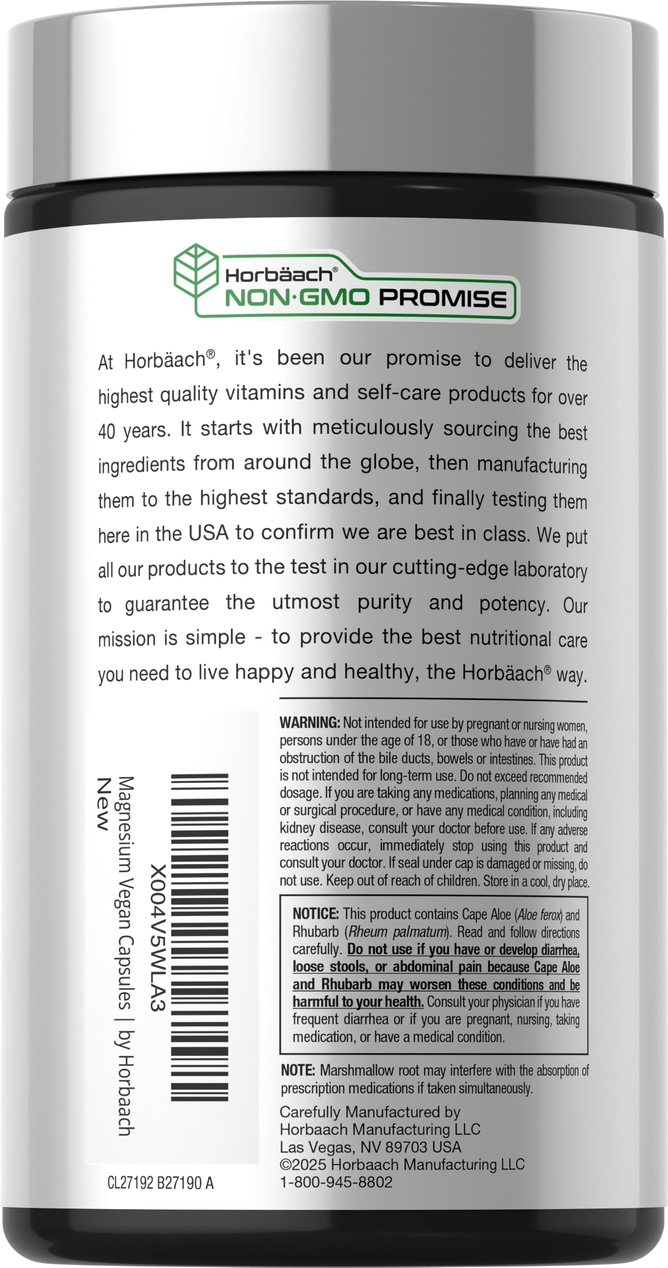 Horbäach Magnesium 230mg, 200 Capsules