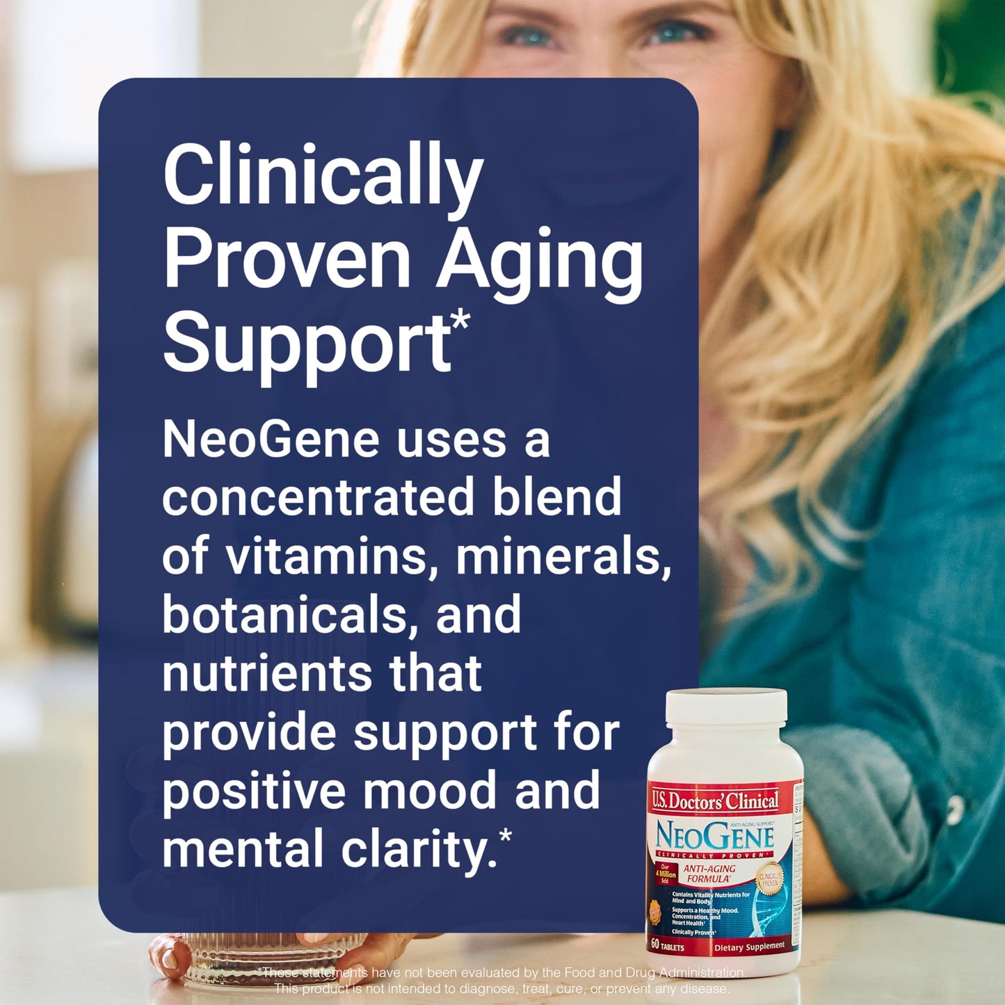 U.S. Doctors' Clinical NeoGene (Formerly) GH3 Clinically Proven Aging Support Supplement with Nutrients for Supporting Mood, Cognition, Heart Health, Antioxidant Support, 60 Tablets