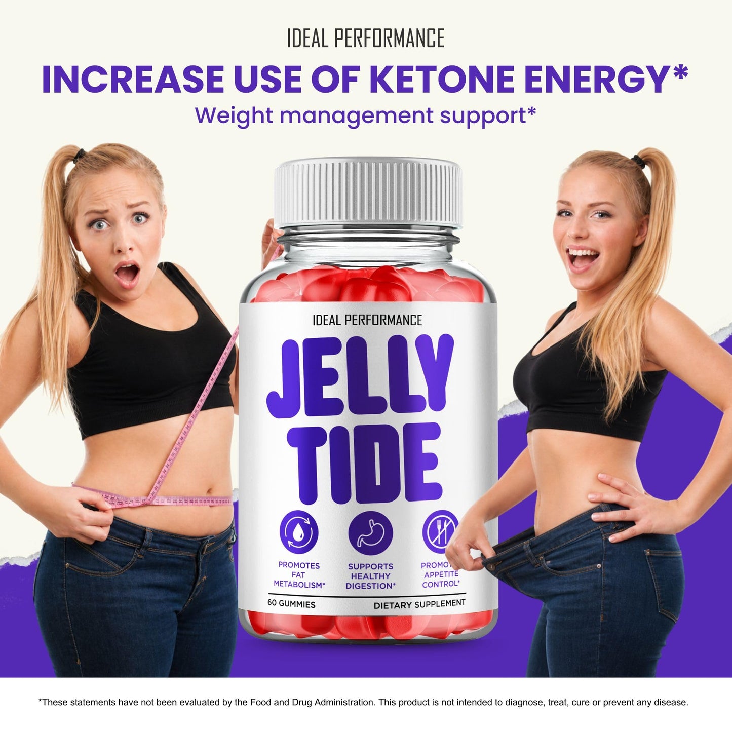 IDEAL PERFORMANCE Jelly Tide Gummies Keto ACV 120 Count