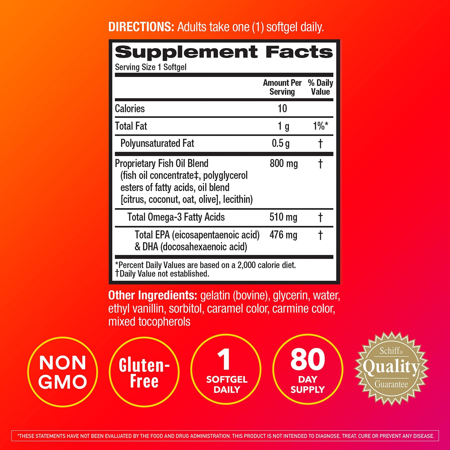MegaRed Advanced 6X Absorption 800mg Omega-3s Fish Oil with EPA/DHA No Fishy Aftertaste Softgels 80 Count