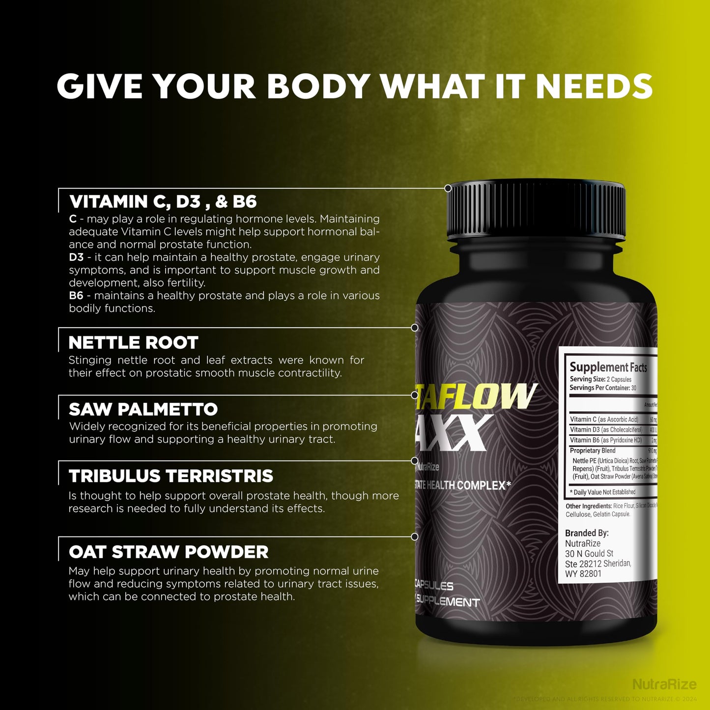 NutraRize ProstaFlow Maxx Prostate Support Capsules 60 Count