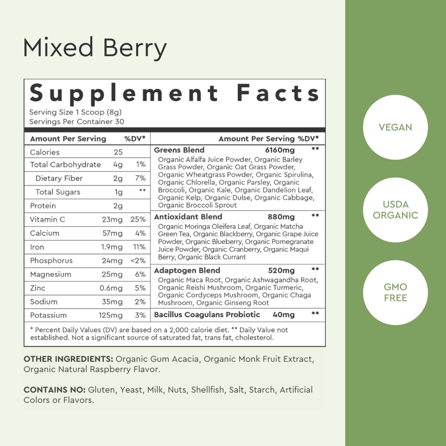Alaya Naturals Organic Super Greens with Spirulina (Mixed Berry) Powder 8.5 Ounce
