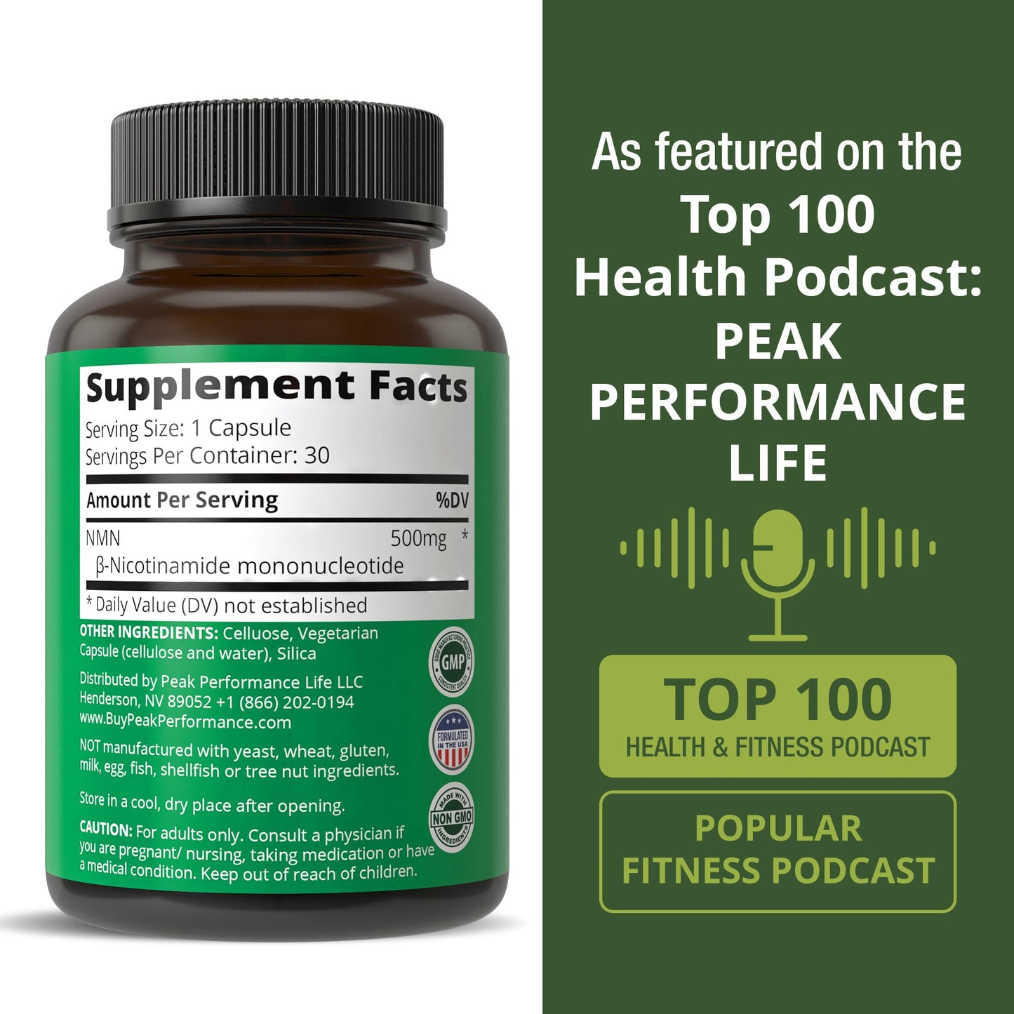 Peak Performance NMN Nicotinamide Mononucleotide Capsule 30 Count