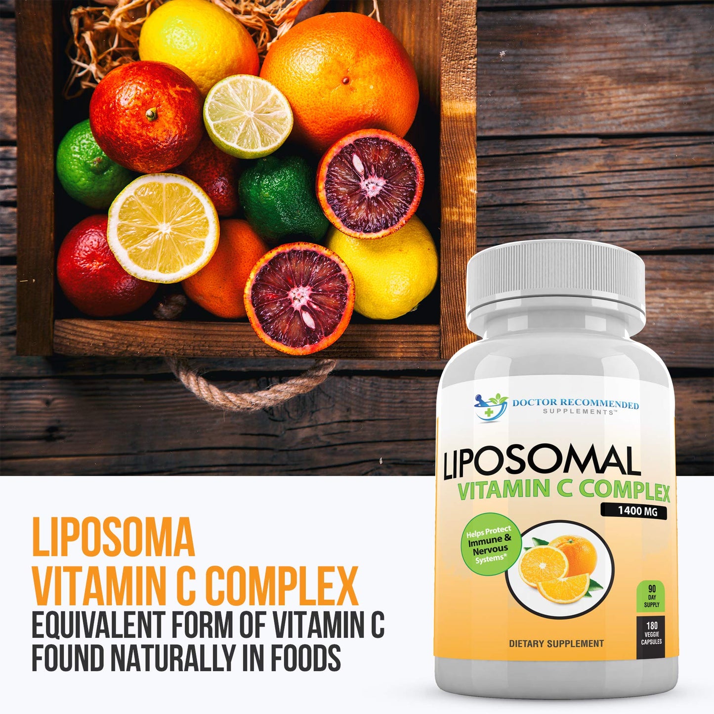 DOCTOR RECOMMENDED SUPPLEMENTS Liposomal Vitamin C 1400mg Per Serving, 180 Capsules