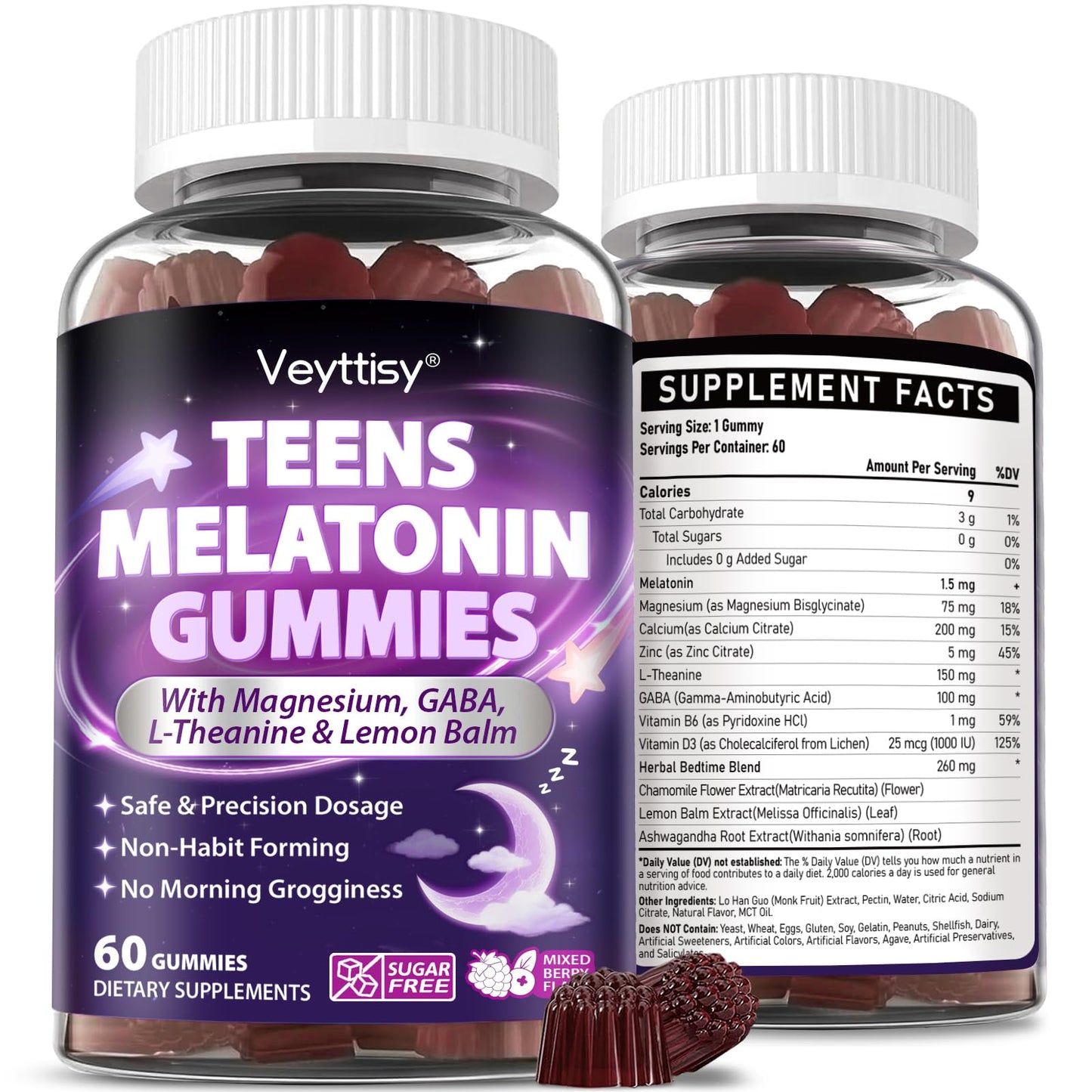 Veyttisy Teens Melatonin Gummies, 60 Count