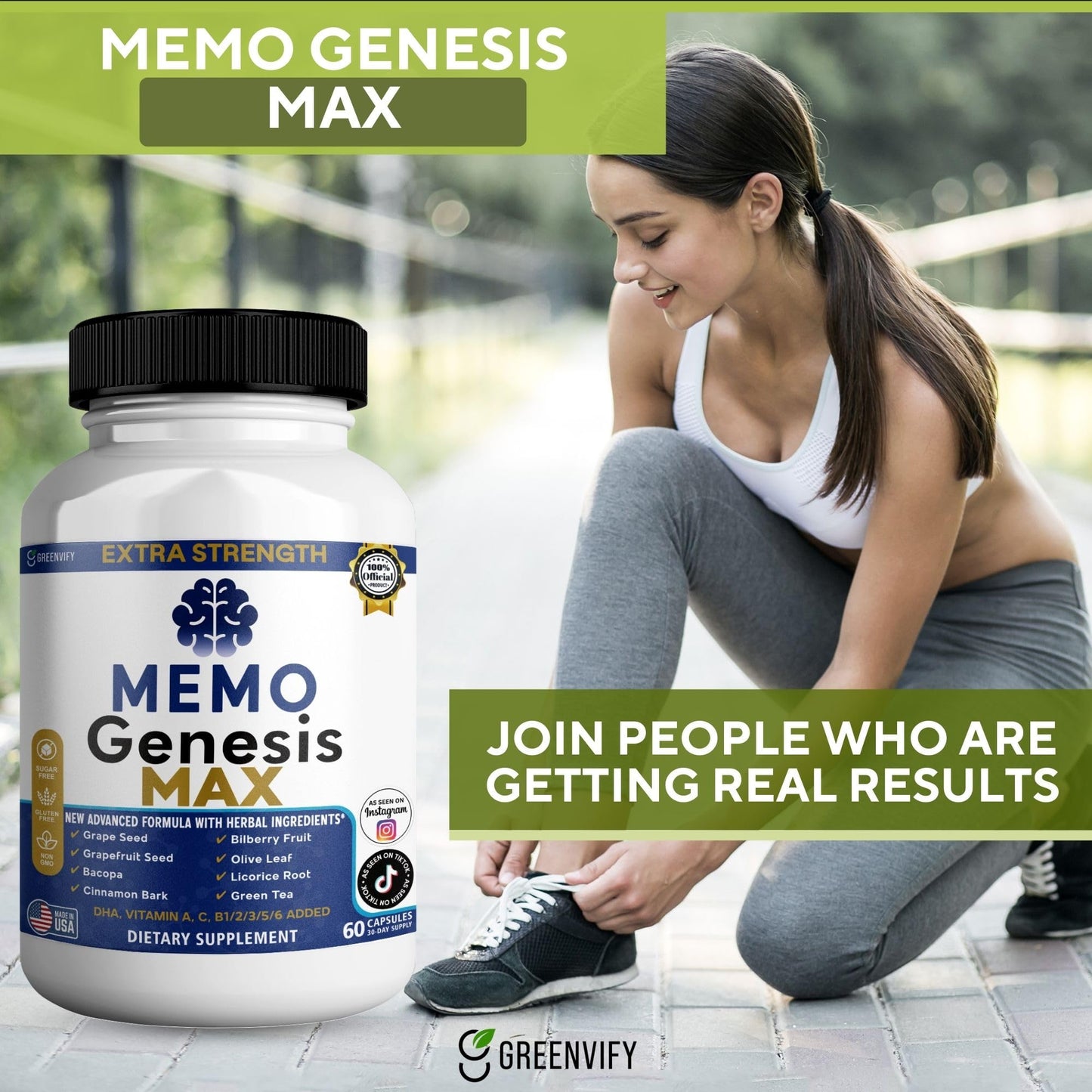 GREENVIFY Memo Genesis Brain Support Supplement 60 Capsules