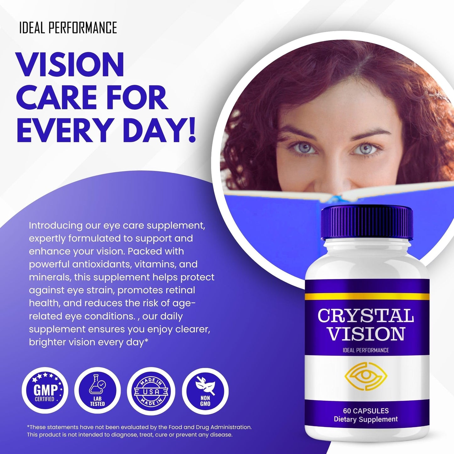 IDEAL PERFORMANCE Crystal Vision Eye Health Supplements Capsules 180 Capsules