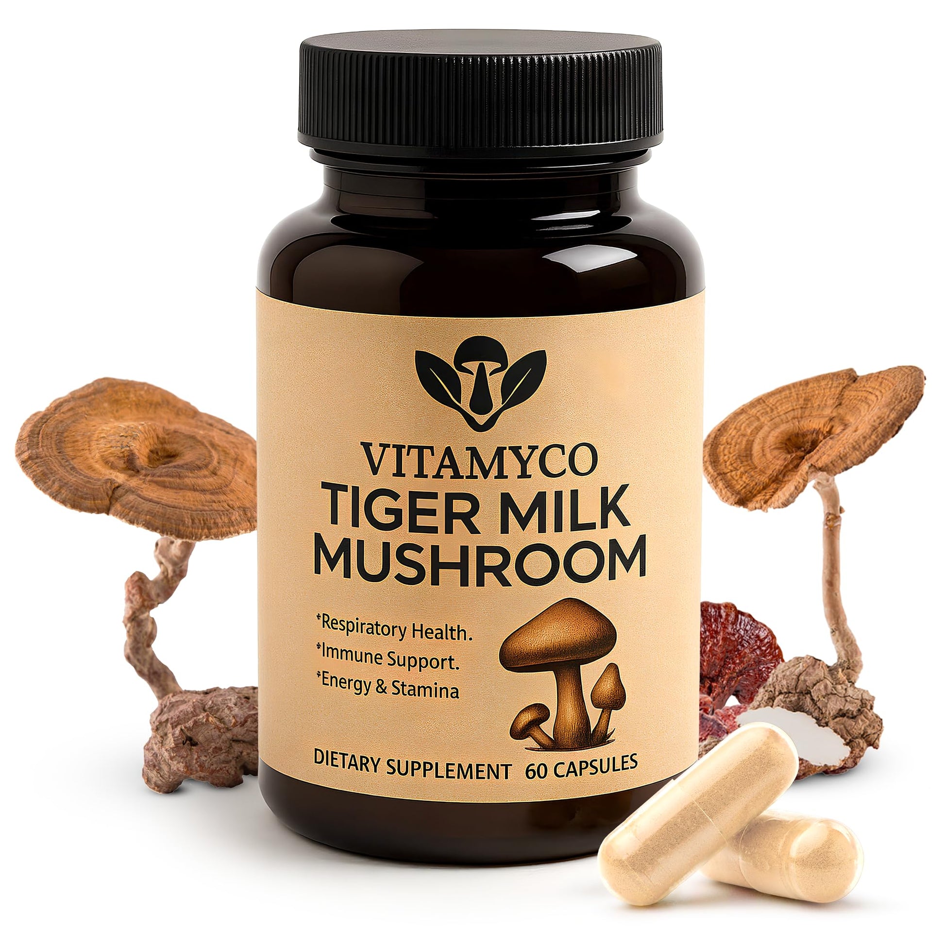 Vitamyco Tiger Milk Mushroom Supplement Capsules, 60 Count