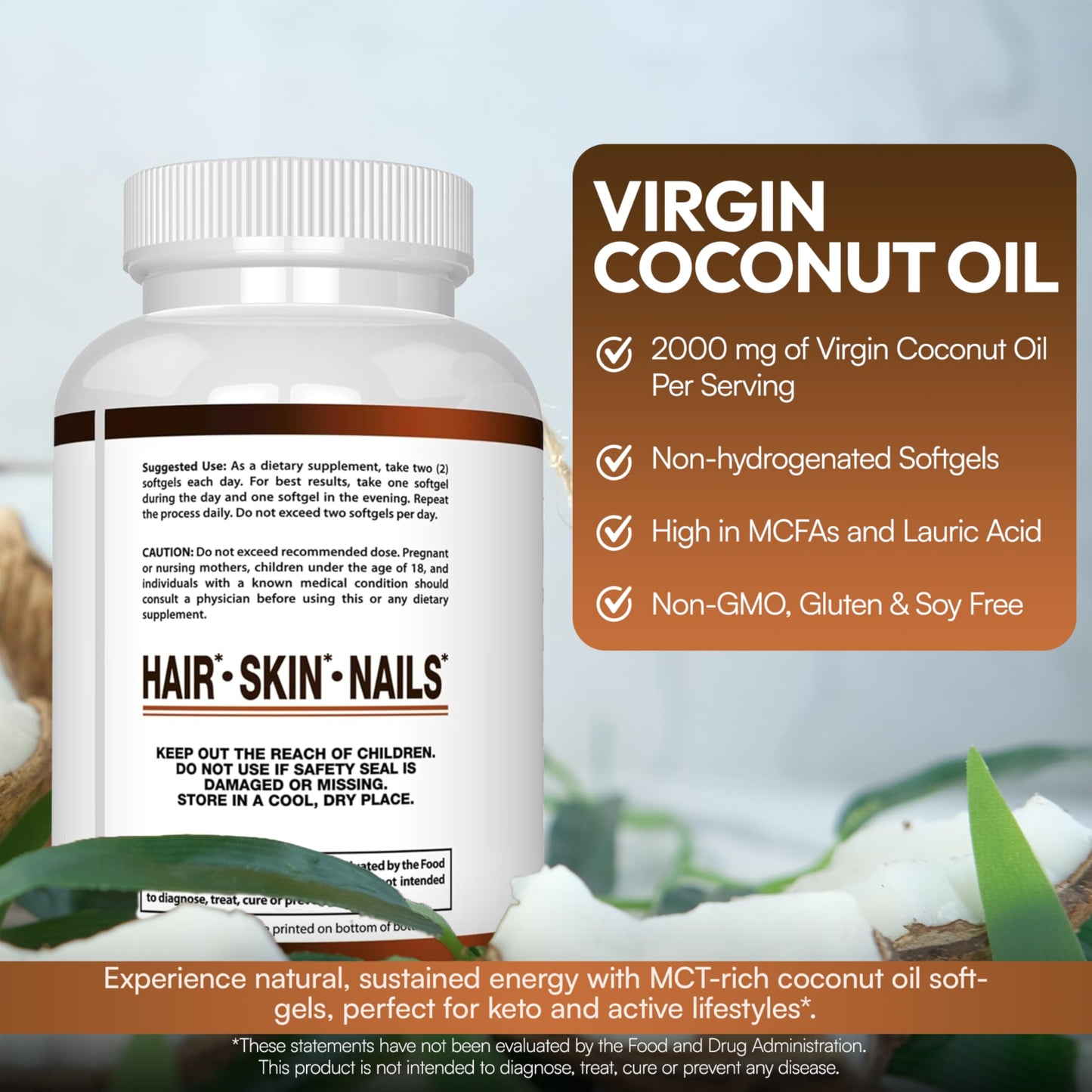 Arazo Nutrition Organic Coconut Oil 2000 mg Per Serving Soft Gel 120