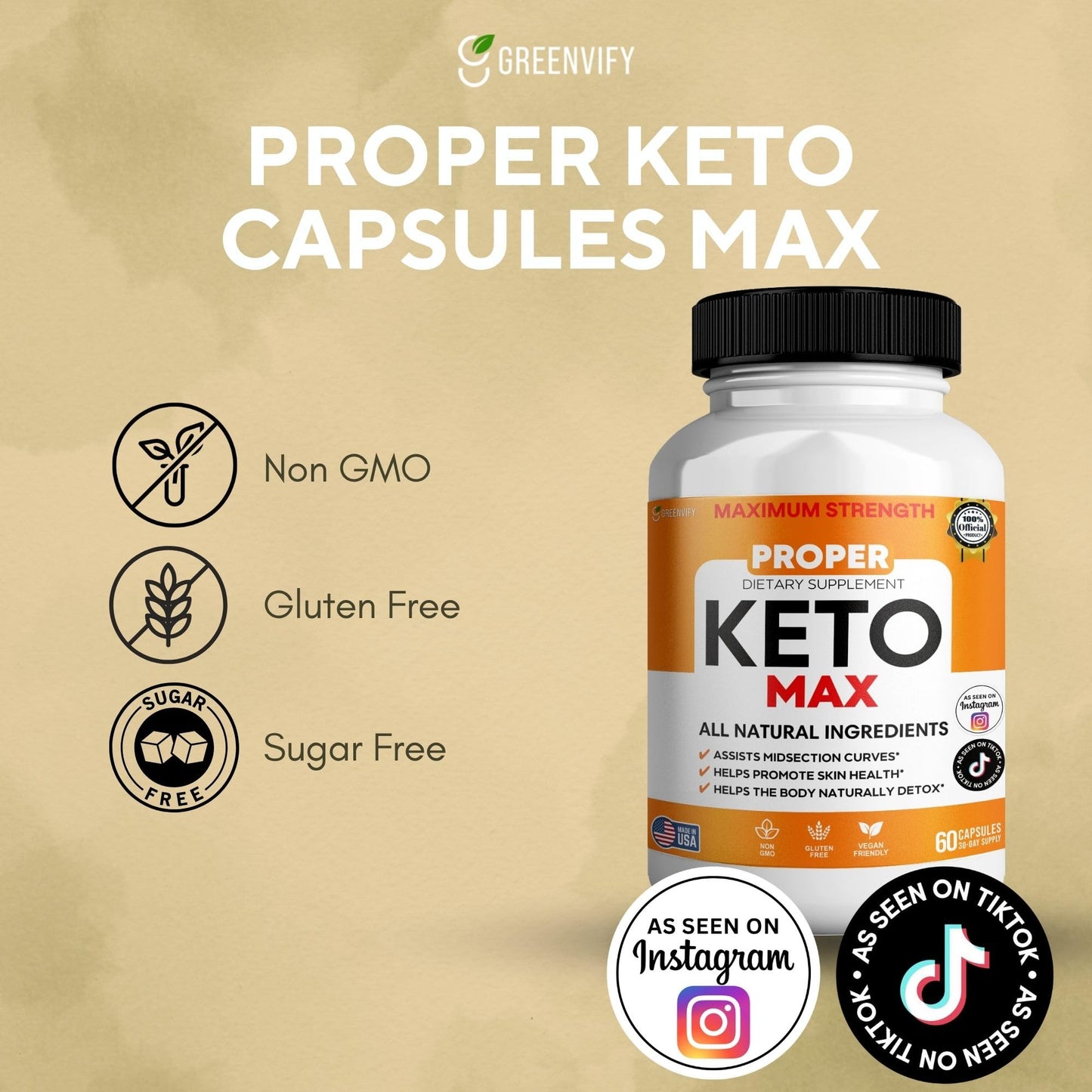 GREENVIFY Proper Keto Max Dietary Supplement Capsule, 60 Capsules
