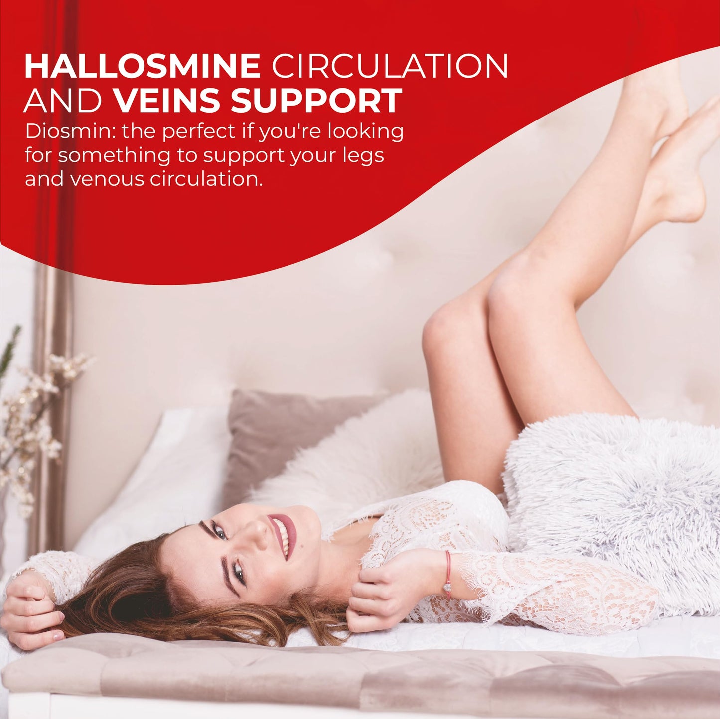 Hallusa Natural Hallosmine Advance 1000mg Diosmin Circulation & Vein Support, Vascular Health, Visible Veins, Spider Veins, Lymphatic Drainage, Blood Flow, Swelling & Heavy Legs, 60 Capsules