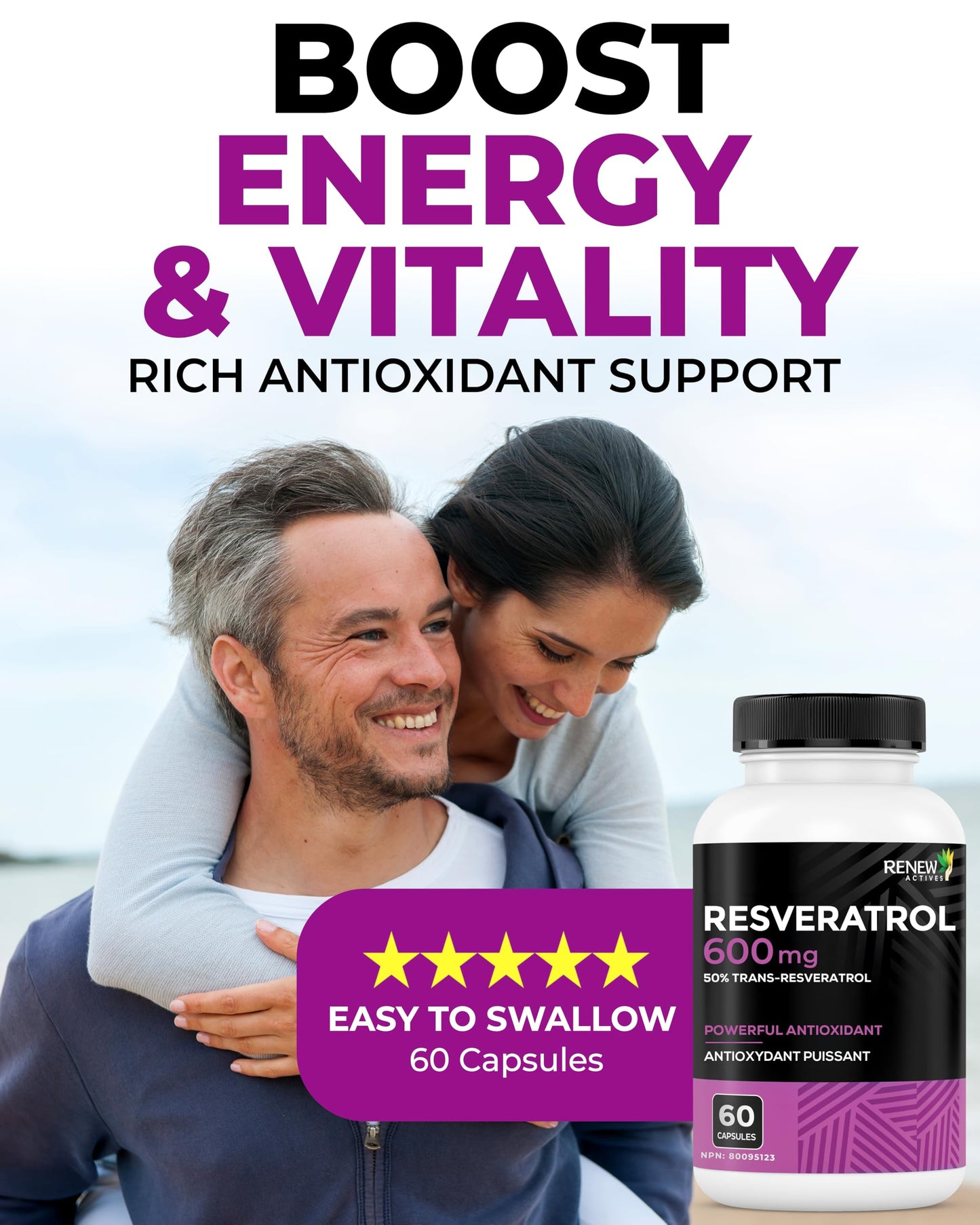Renew Actives Resveratrol Supplement 60 Capsules
