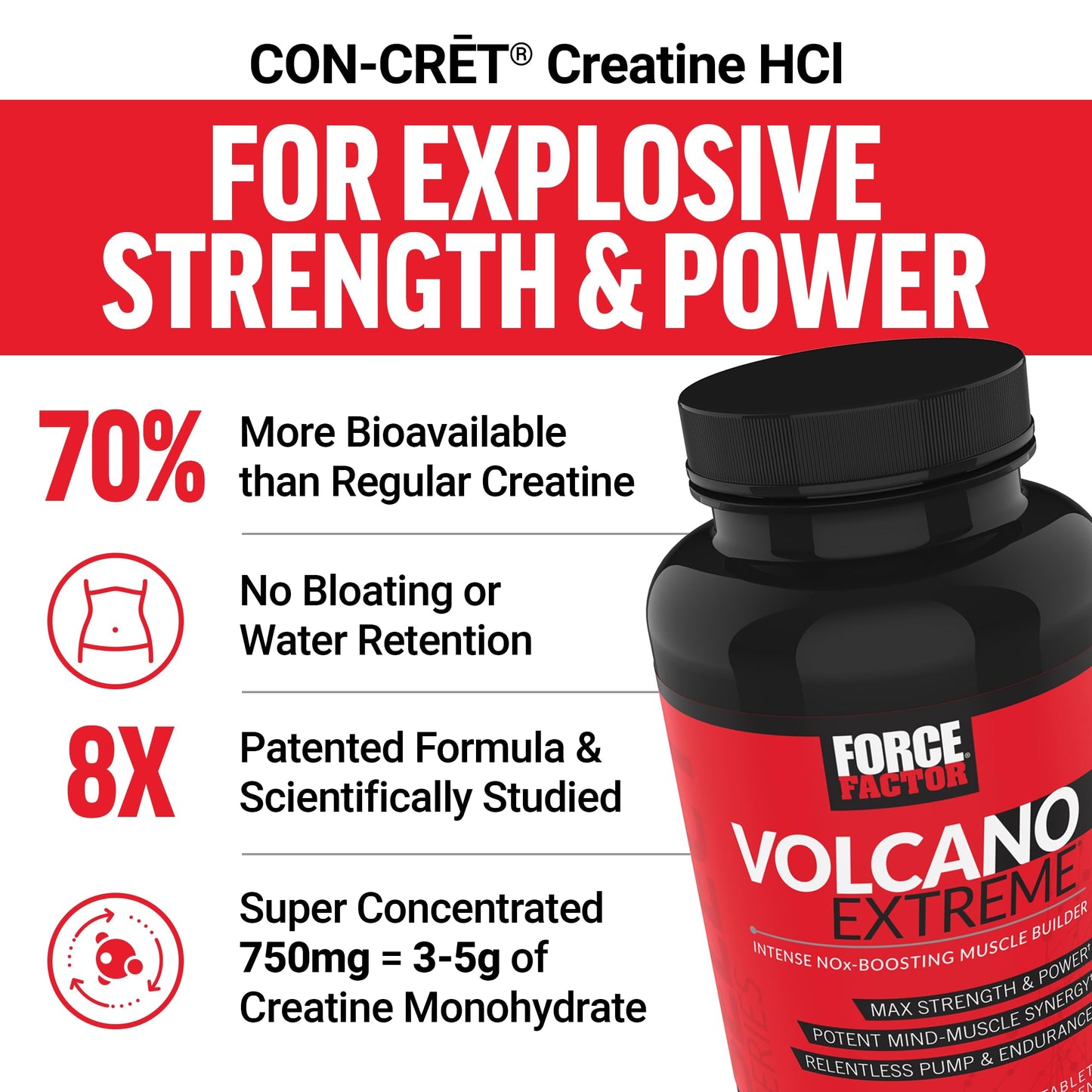 Force Factor Volcano Extreme Pre Workout Nitric Oxide Booster Supplement 90 Tablets