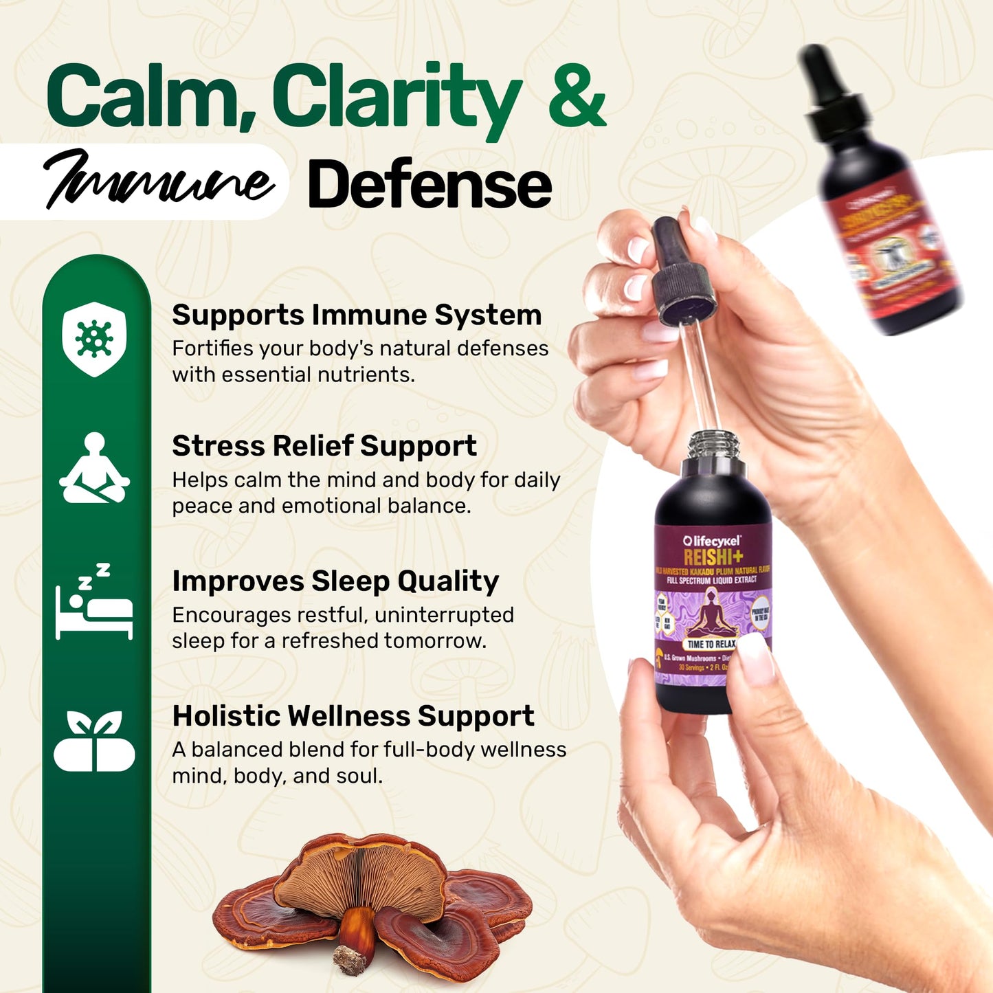Life Cykel Cordyceps & Reishi Mushroom Extract Liquid Drops & Gummies, 10-Count