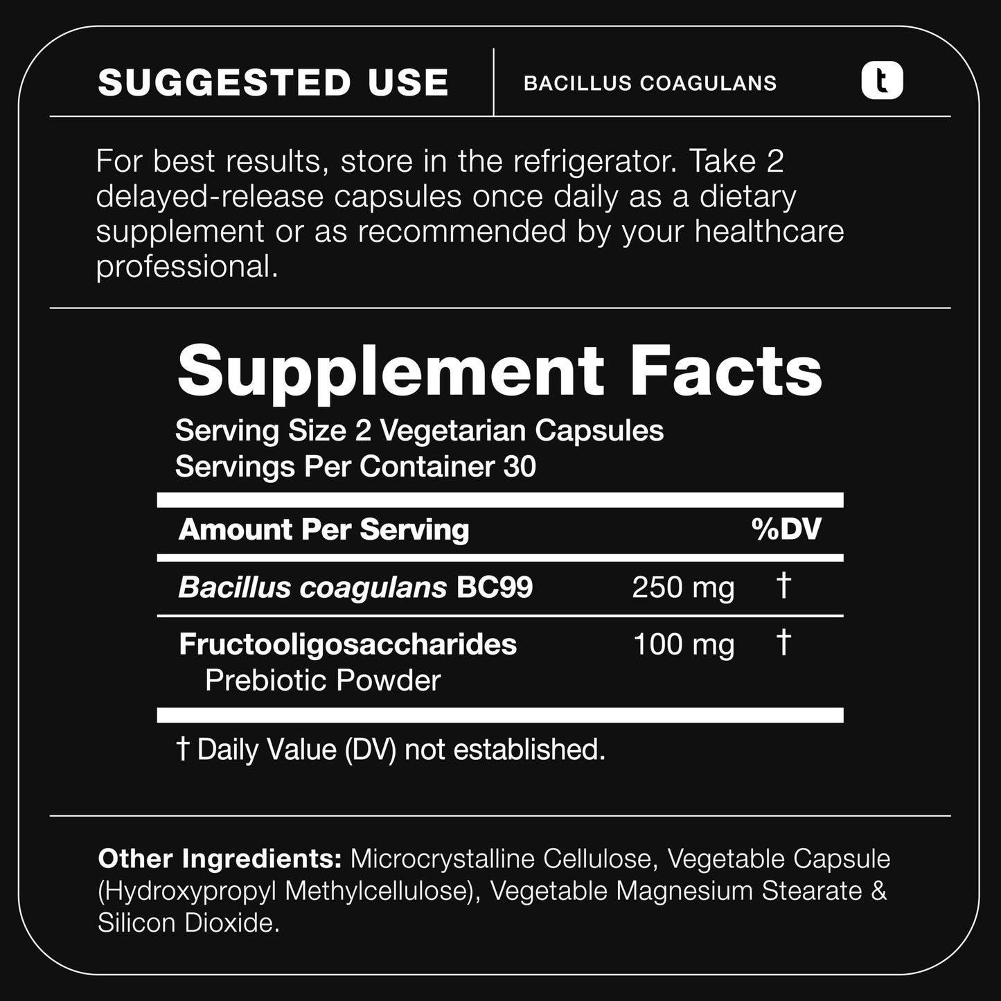 Toniiq Bacillus Coagulans Probiotic Supplement – Ultra High Strength 50 Billion CFU with FOS Prebiotic – Spore-Based Probiotic for Exceptional Stability – Third-Party Tested Capsules 60