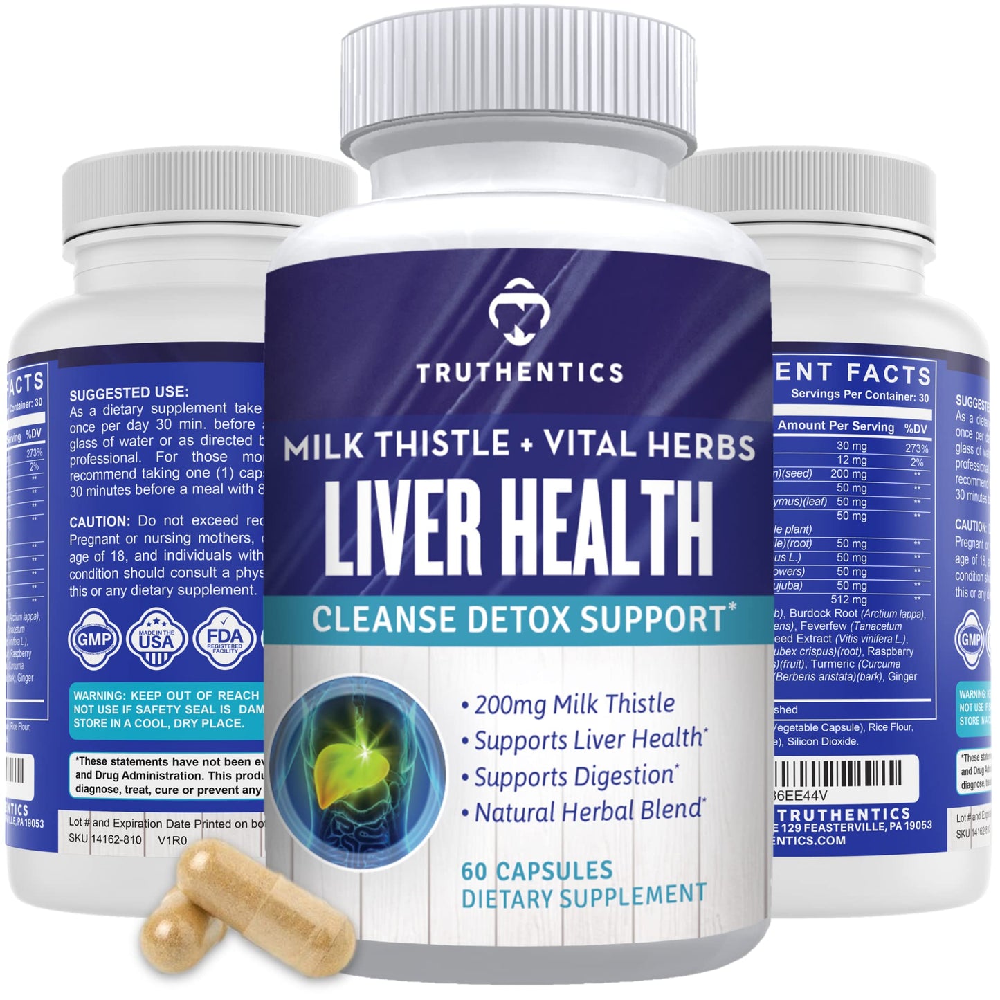 TRUTHENTICS Liver Health Milk Thistle Capsules, 60 Count