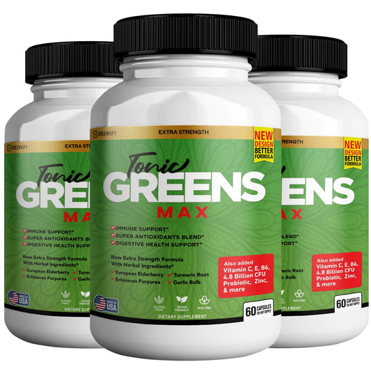 GREENVIFY Tonic Greens Max Extra Strength Immune Support Supplement 180 Capsules