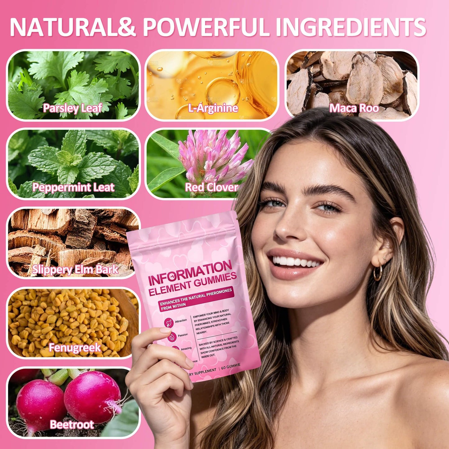 INFORMATION ELEMENT Gummy for Women with Slippery Elm Extract 60 Count