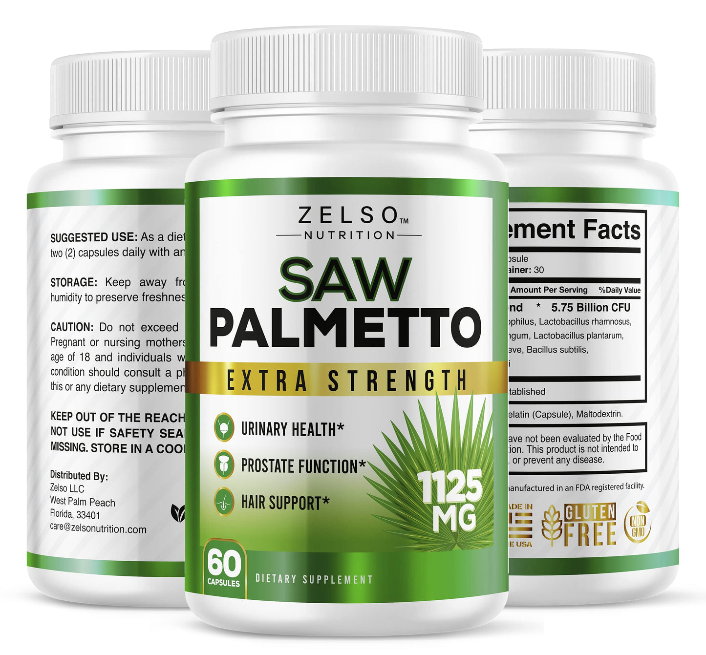 ZELSO Saw Palmetto Prostate Supplement for Men, 120 Capsules